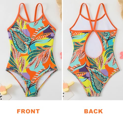 Girls One Piece Swimsuit Kids Girl Halter Quick Dry Swimwear Beach Summer Floral Bathing Suit 4-12 Years3