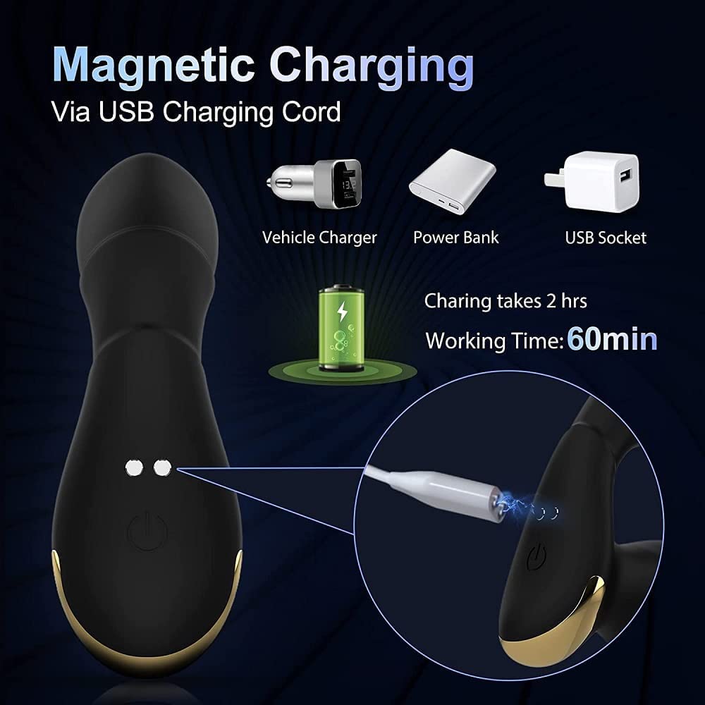 Masajeador con mando a distancia para hombre, recargable, con 10 modos de vibración y 2 potentes motores
