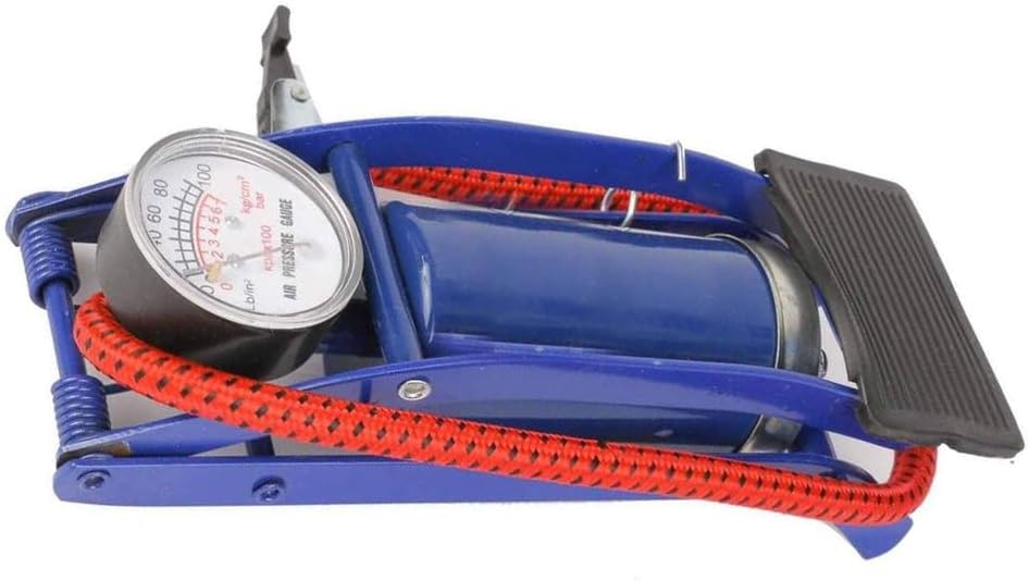 High Pressure Foot Pump, Bike Motorbike Inflation Pump with Pressure Gauge, Foot Pedal Inflator Single Barrel Cylinder Air Pump Inflation Pump for Motorcycles, Bicycle Tyre Balls, Tires Car
