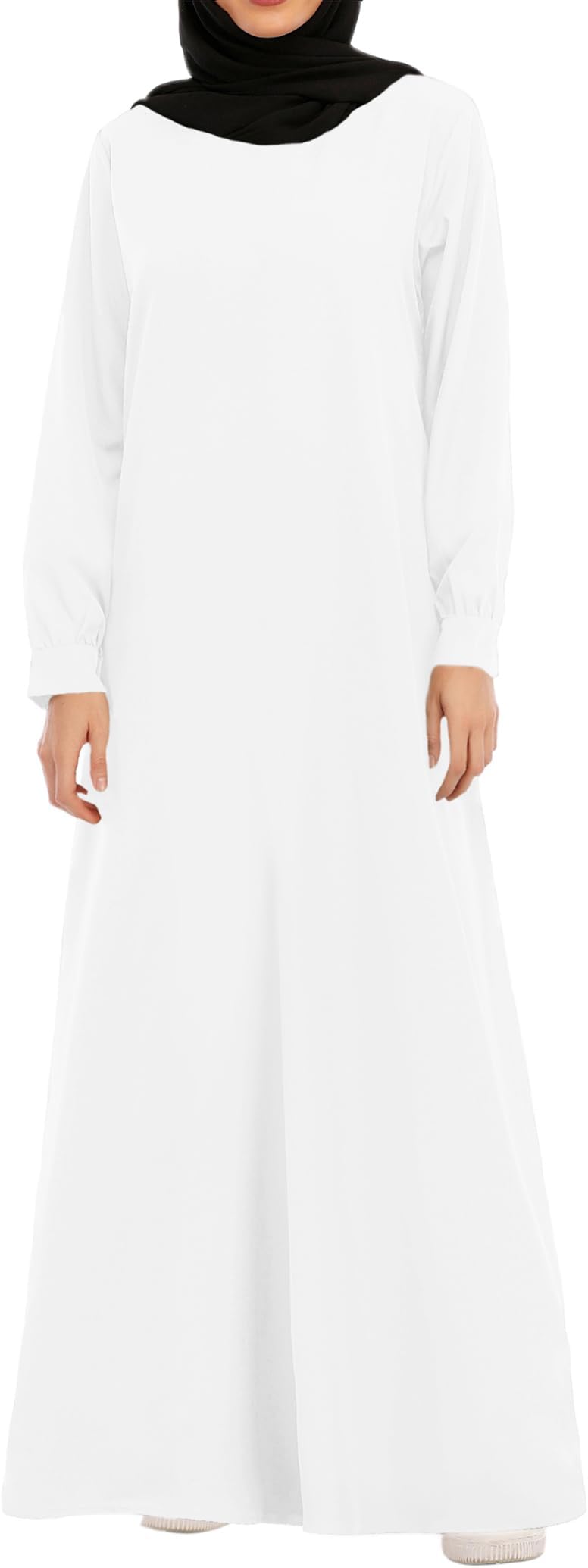 Abetteric Womens Abaya Long Sleeve Muslim Dress Prayer Clothes Casual Islamic Kaftan with Pocket