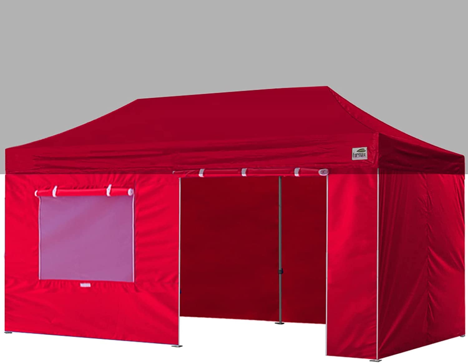 Eurmax USA Full Zippered Walls for 10 x 20 Easy Pop Up Canopy Tent,Enclosure Sidewall Kit with Roller Up Mesh Window and Door 4 Walls ONLY,NOT Including Frame and Top（Red）
