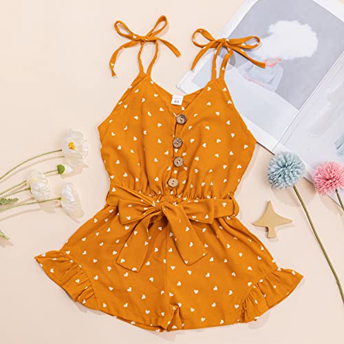 Toddler Girl Clothes 5T Baby Strap Sleeveless One Piece Halter Romper Casual Summer Jumpsuit, Yellow Heart 3-4T/110Cm #TOP1