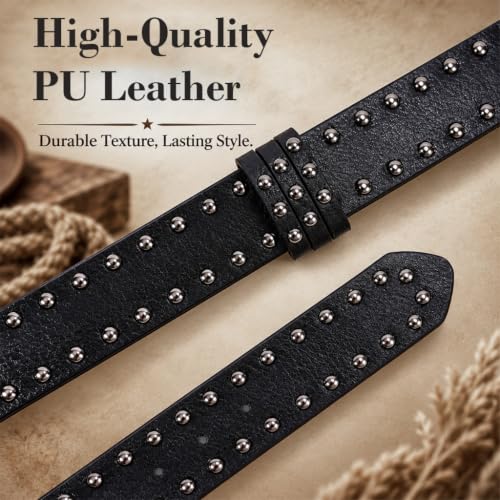Buy GUSTAVE® Leather Skull Buckle Belt Gothic Punk Biker Waistband | Featuring 3D Skeleton Hand Buckle and Metal Rivets, Black Faux Leather Strap for Jeans, Biker Outfits and Y2K Style at Amazon.in - Image 5