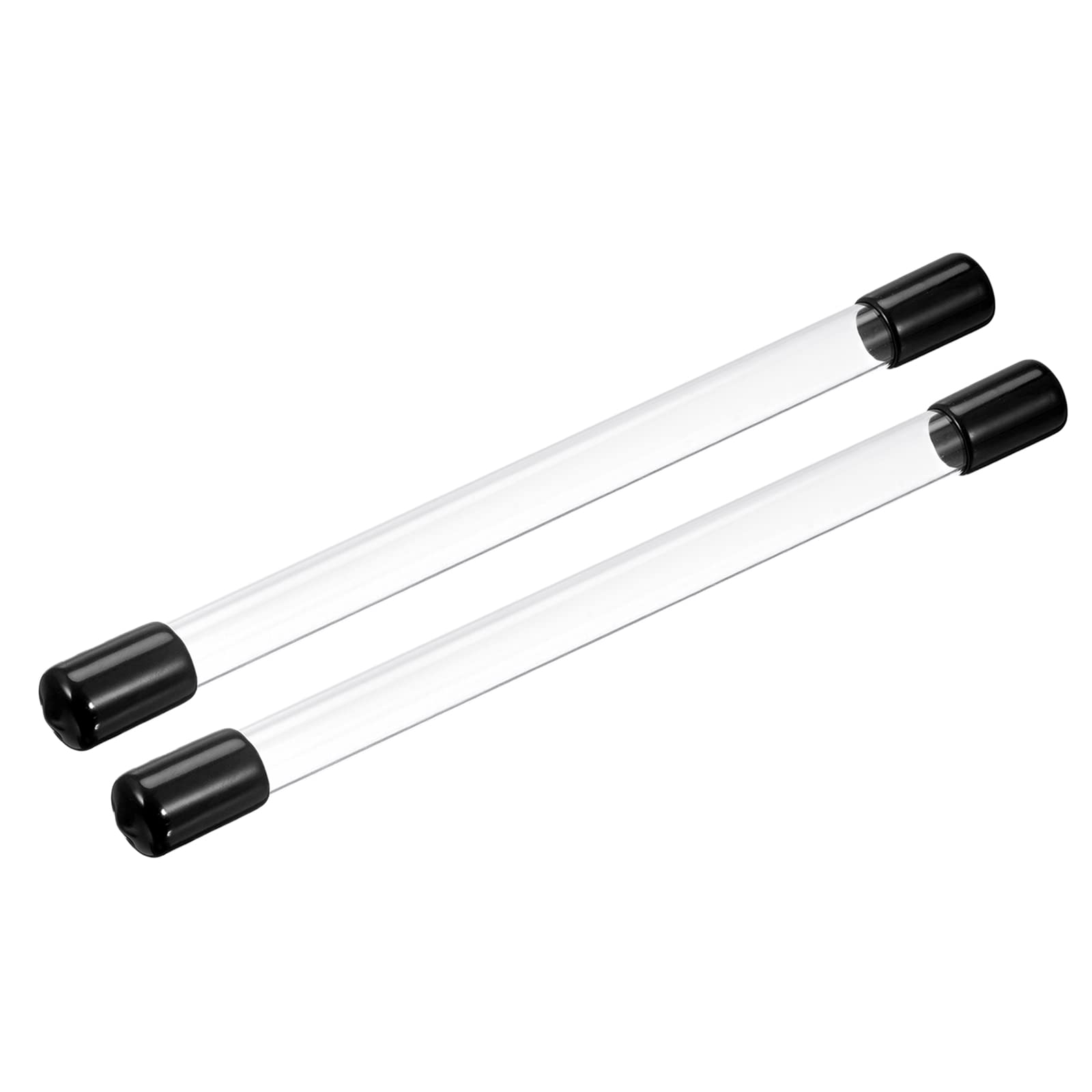 Tube rond plastique transparent 11x12mm PATIKIL avec bouchons noirs pour rangement 305mm