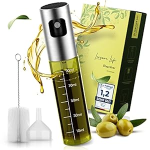 Leisure Life® | olieverstuiver van hoge kwaliteit | fijne verneveling van olijfolie | olieverstuiver van hoogwaardig roestvrij staal en glas | 100% UV-bescherming en 100% BPA-vrij