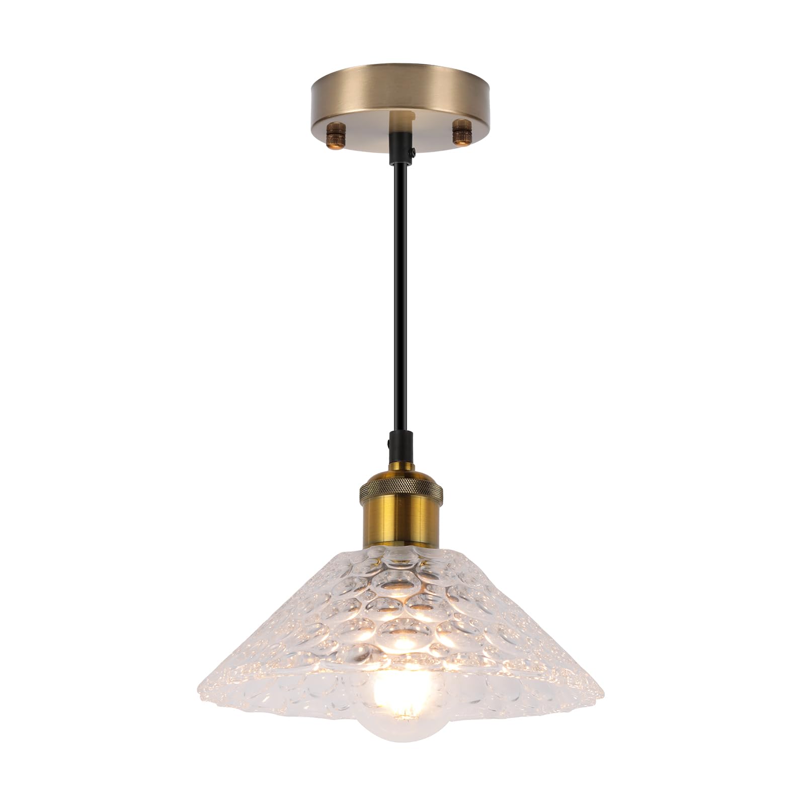LYMSXAZOU Vintage Industrial Glass Pendant Light Fixture Adjustable Height E27 Chandelier with Shade Retro Ceiling for Kitchen Dining Room and Living Decor