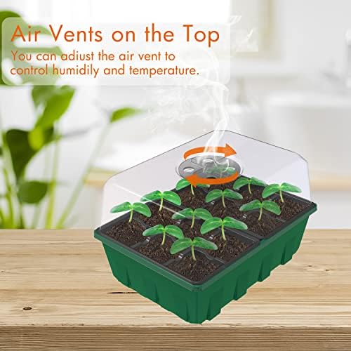 Gardzen 10 Pack Seed Starter Trays with Dome and Green Base 120 Cell - 3
