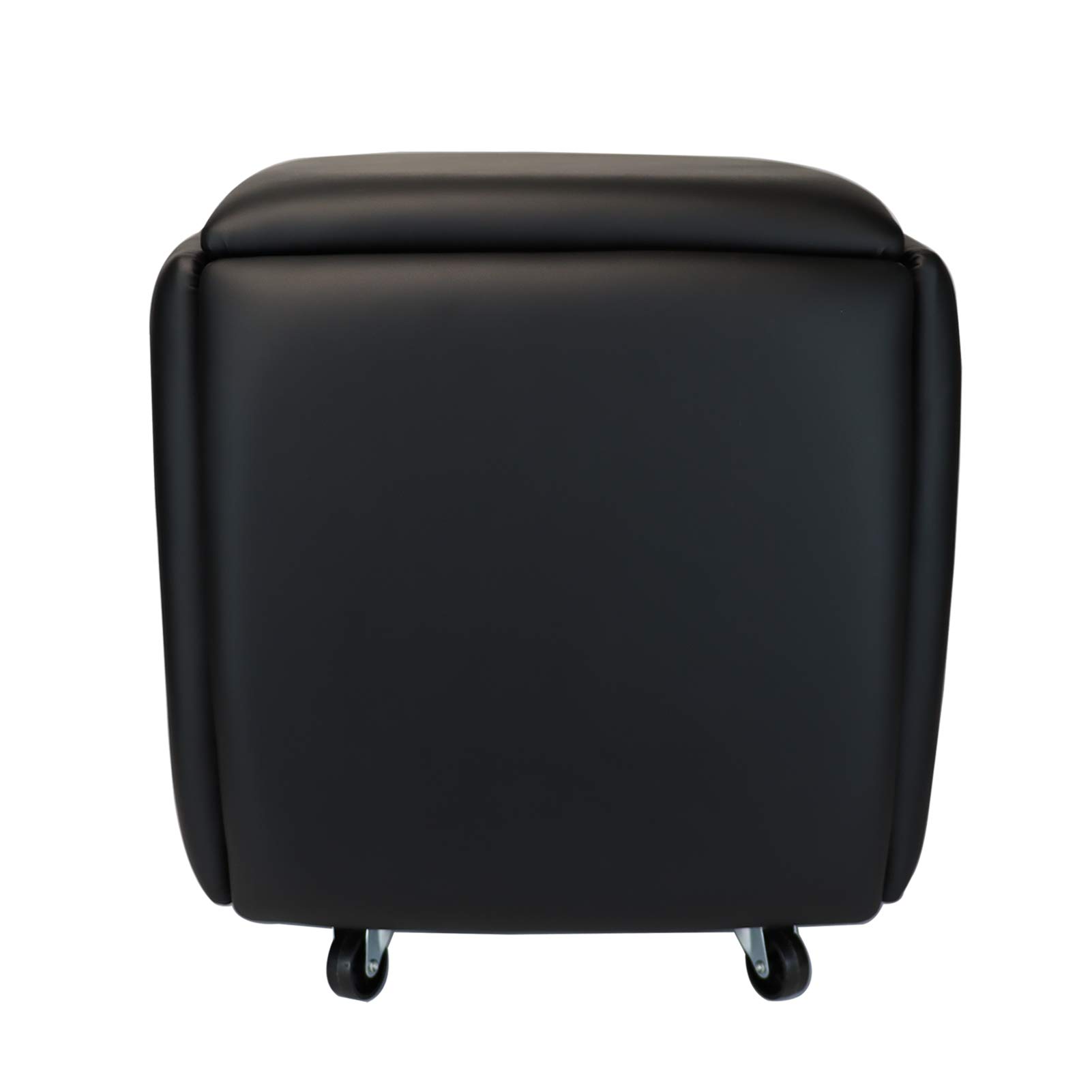LUGSHIREE 5 in 1 Nesting Ottoman Cube Chair, Stackable Stools, Leather Square Ottoman Bench, Foot Stool with Wheels for Living Room,Dining Room 15.75x15.75x16.54 inches (Black)