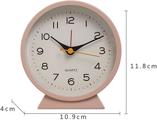 Miniatura 5 de Reloj despertador analógico retro vintage de 4.5 pulgadas, funciona con pilas, pequeño reloj de mesa de noche silencioso con luz nocturna para