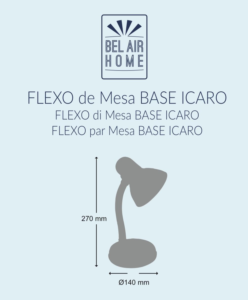 BEL AIR HOME - Lámpara de Escritorio ICARO - LED Flexo Ajustable Metal Ideal para Estudio y Trabajo Luz Anti Fatiga Visual Diseño Elegante (PLATA)