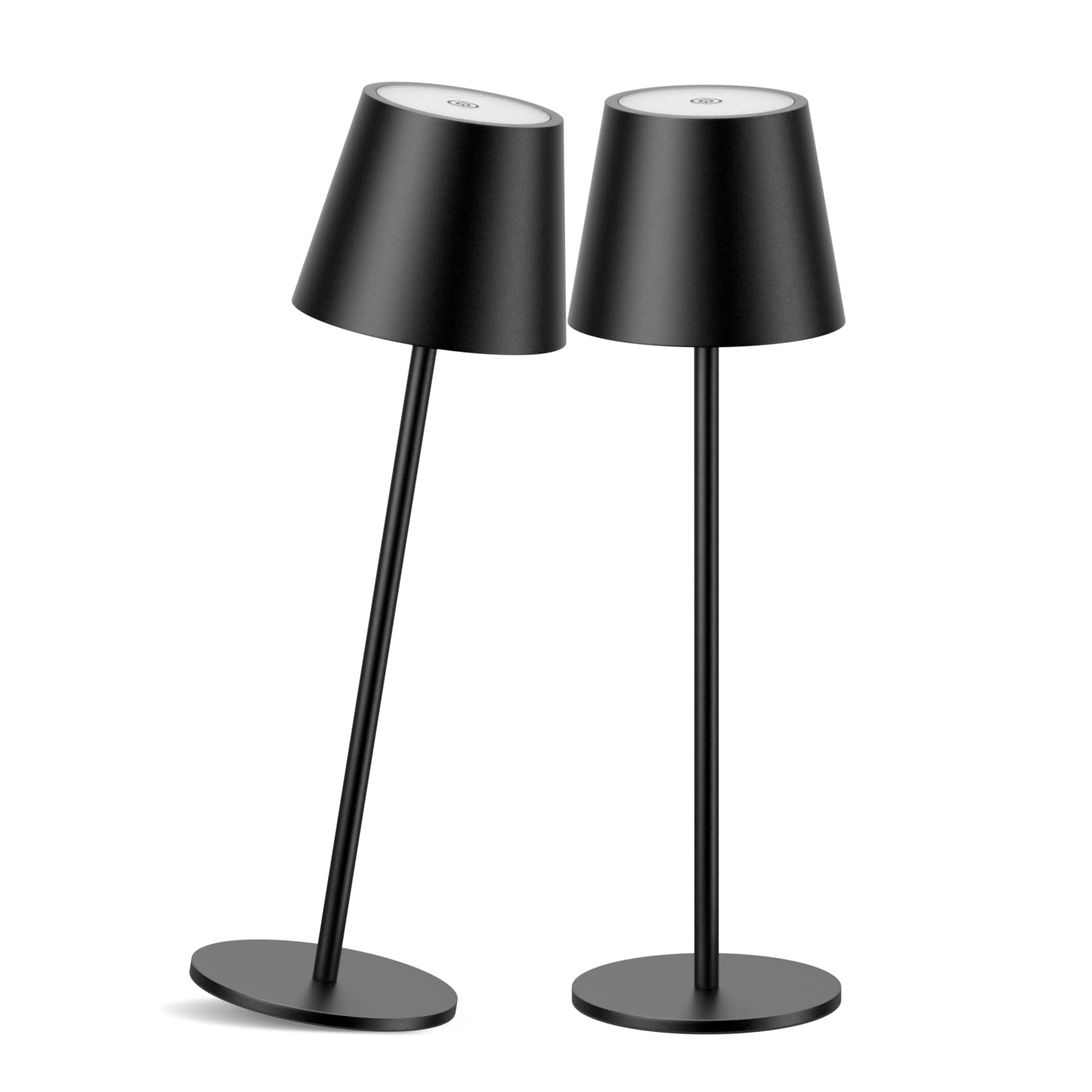 Coinmit LED 2 Piezas Lámpara de Mesa Inalámbrica con Batería, 3000K Lámpara de Mesa Regulable, IP54 Lámpara de Mesa de Exterior para Interior/Exterior, Salón, Balcón, etc. Negro