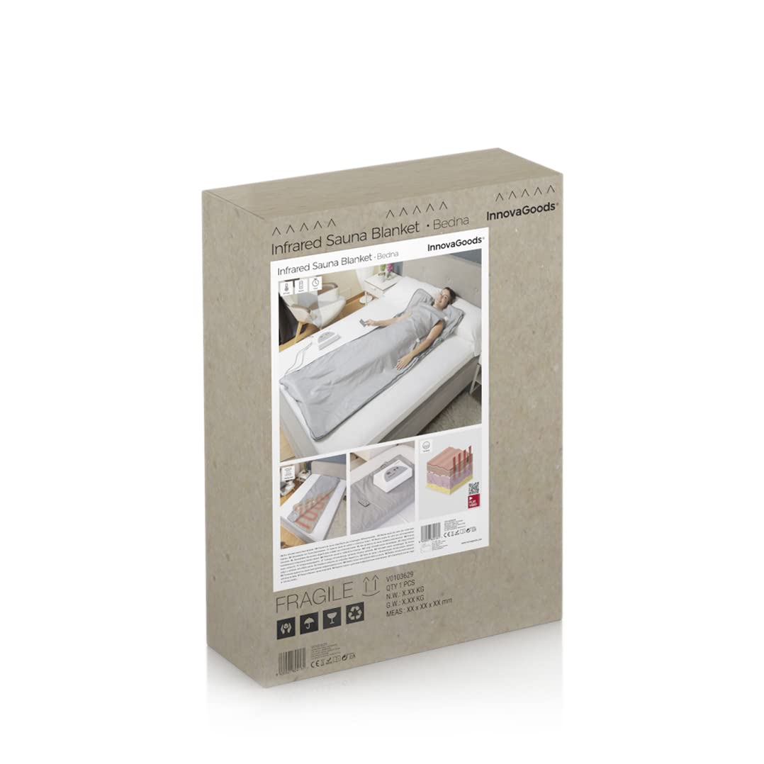 InnovaGoods® Manta Electrica, Manta Electrica Sauna de Calor Infrarrojo, Manta termica Apta para Todo el Cuerpo, Manta Sauna de Calor infrarrojo Potencia la eliminación de Grasas y toxinas.