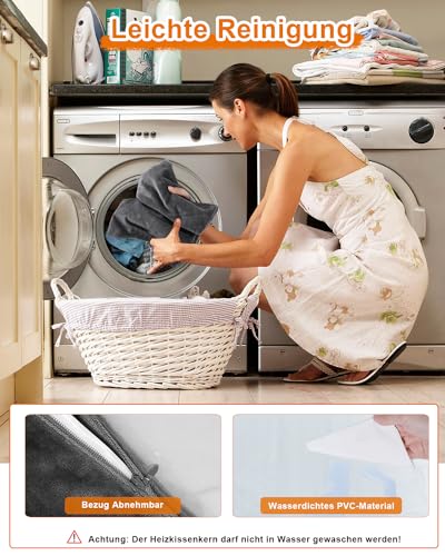 Heizmatte für Katze Hund, 30°C-60°C Temperatur & 4 Timing Einstellbar Haustier Heizkissen, Sichere Wasserdichte Heizdecke Katzen, Kaubeständigem Kabel Wärmematte, Innen Haustier Heizdecke, 45 X 45cm