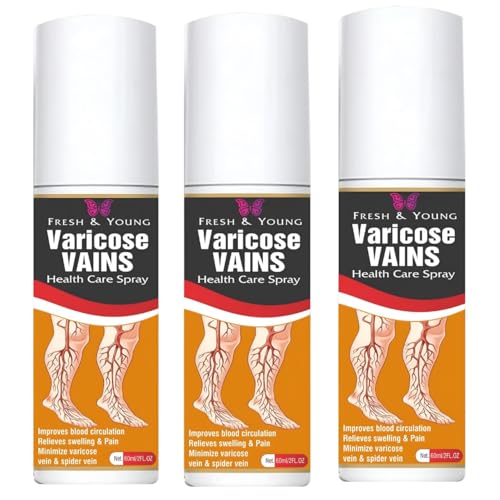 Image of Fresh & Young Varicose Veins Spray | Natural Formula for Fast Relief | Reduces Swelling, Relieves Pain & Improves Blood Circulation | Easy-to-Use Spray for Legs & Feet - 50 ml Pack of 3