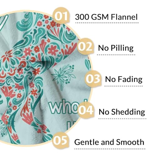 Mercuryelf Custom Horse Blanket Gift - 60x80 Inches Trendy Throw Blankets for Girls - Mint Green Soft, Fuzzy & Warm Throws for Bed, Couch
