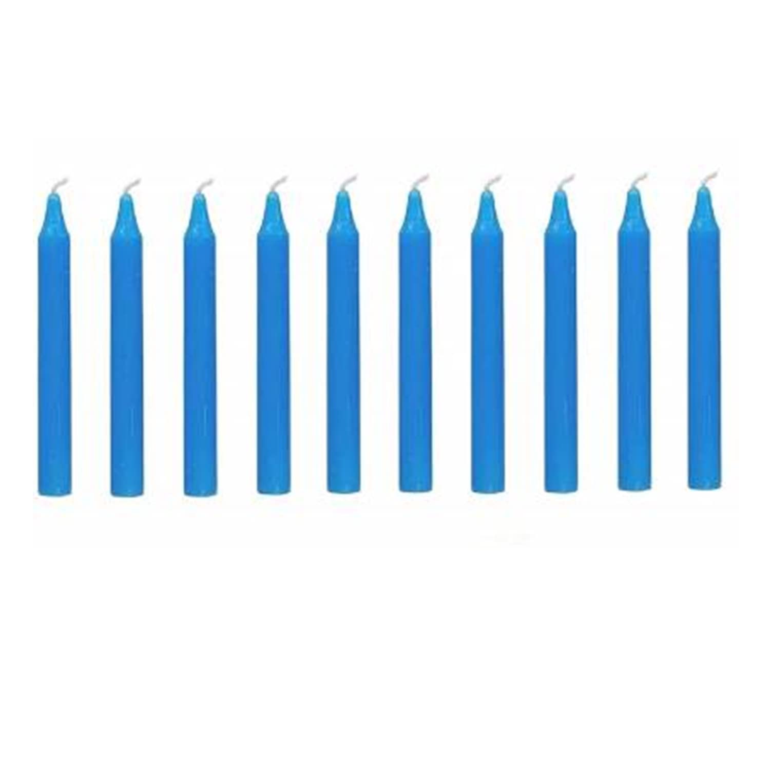 Pack of 10 Stick Candles || Especially Meant for Healing, Chakras, Ritual Candles, Decoration, Lighting, Home Decor || Burning Time 3 to 4 Hours Each (Blue)