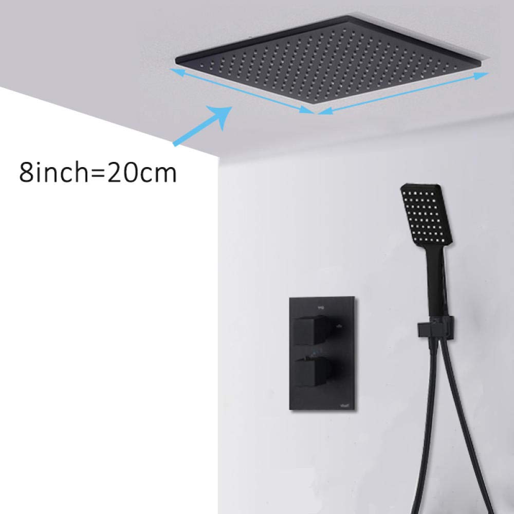 Zestaw Baterii Prysznicowej Termostatycznej Black Orb Z Deszczownicą, Do Montażu Sufitowego, Z Mosiężnym Termostatem, Do Wanny I Prysznica, Zestaw 8-Calowy, Zestaw 8-Calowy