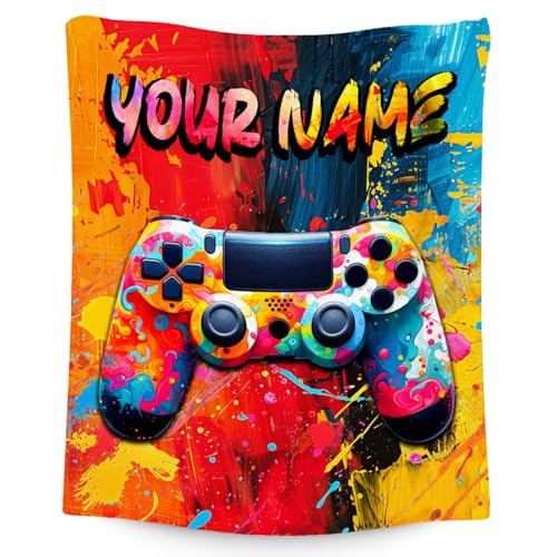 Gamer Blanket for Boys Men - Personalized Blankets Gifts - Cool Soft Cozy Gaming Throw for Bed - 4 Sizes