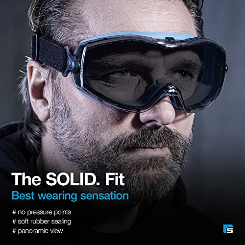 Solidwork Safety Goggles That Fit Perfectly | Protective Eyewear With Vented Anti-Fog, Anti-Scratch And Uv-Protective Lens | Safety Glasses For Wearing Over Prescription Glasses | Grey-Tinted Lens #TOP3