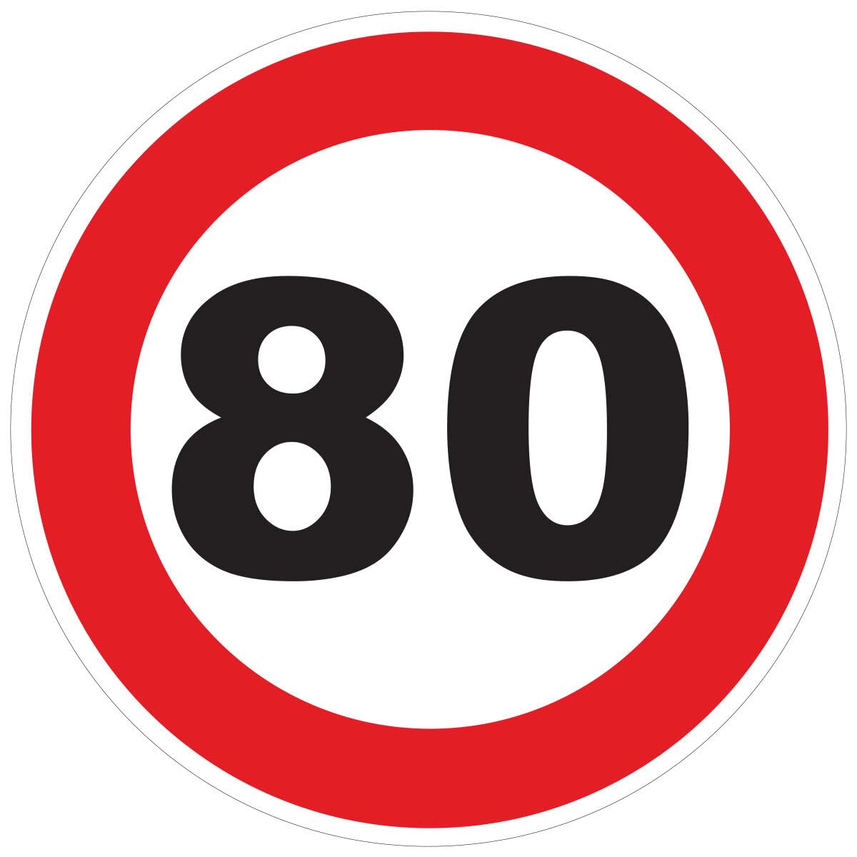 Red Circle Speed Limitation Sticker – Tractor Truck Speed Limitation Disc –  80 km/h – 10 cm Diameter – BigaMart, image size:1200x1200