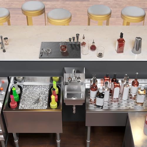 Image of Commercial Wall Mount Hand Sink 12 in. x 9 in. x 13 in. Inch Stainless Steel Space Saver Sink with Side Splashes Faucet Included, Small Hand Wash Sink with Drain Basket for Restaurant Food Truck, NSF