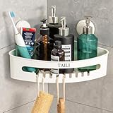 TAILI Suction Corner Shower Caddy Bathroom Shower Shelf Storage Basket Wall Mounted Organizer for Shampoo, Conditioner, Plastic Shower Rack for Kitchen & Bathroom, Drill-Free Removable