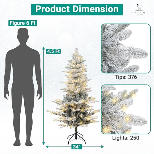 Marley45ftsnowflockedfrostedprelitartificialchristmastreewith376branchtips250warmlightsandmetalstand34widerealisticsnowflockedpinechristmastreewithlights  Urban Country Home Decor Marley 45ft snow flocked frosted prelit artificial christmas tree with 376 branch tips 250 warm lights and metal stand 34 wide realistic snow flocked pine christmas tree with lights  urban country home decor