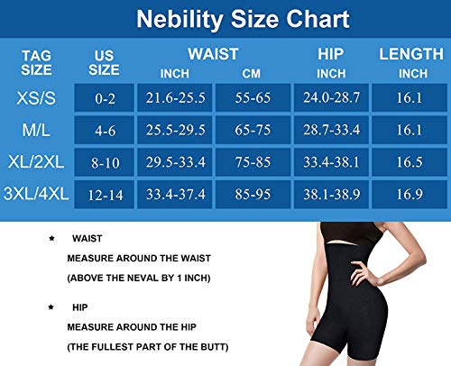 Nebility Women Waist Trainer Shapewear Tummy Control Body Shaper Shorts Hi-Waist Butt Lifter Thigh Slimmer (XL/2XL, Black)