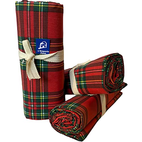 L'EMPORIO CASA Funda para sofá de tela decorativa tartán escocés, lona robusta gruesa de algodón...
