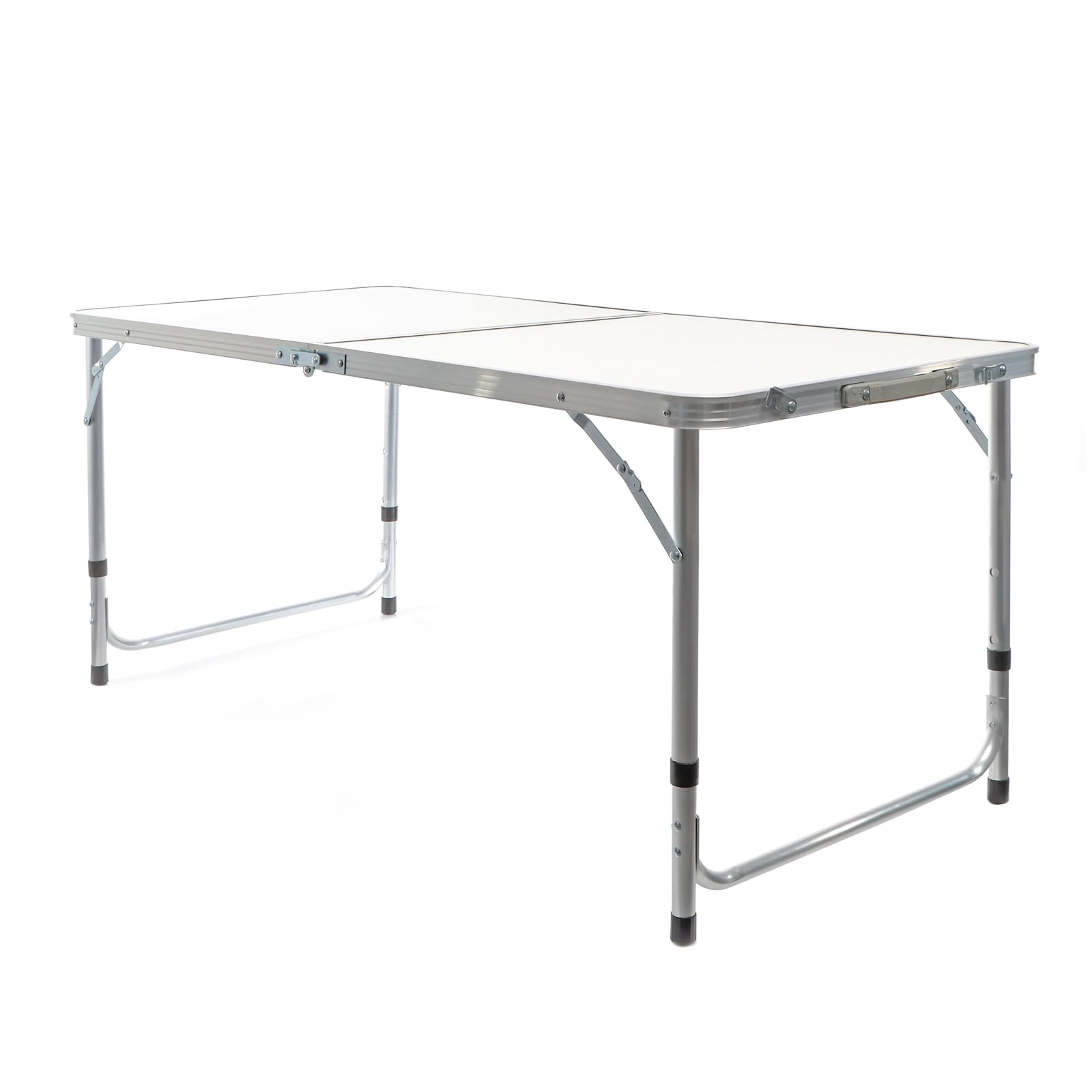 Table de Camping Pliante, 1200 x 600 x 700 mm, Table Portable Blanche en MDF/alu, réglable en Hauteur 54/61/70 cm, extérieur, BBQ, fêtes, Barbecue, Pique-Nique