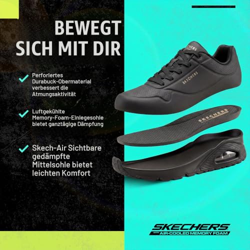 Skechers Damen UNO Stand On Air Weit Trainers, Black, 38.5 EU Weit – Ansicht 5