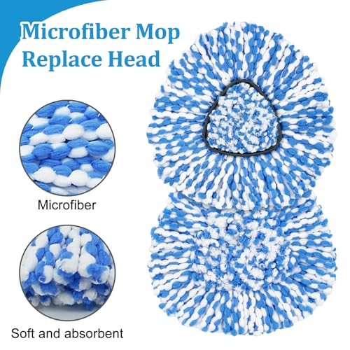 Image of Spin Mop Handle, Mop Heads Replacements,Scrubber Brush and Mop Base Compatible with Ocedar RinseClean 2-Tank System, Mop Handle and Head Replacement Combo Set for Wet Dry Use Floor Cleaning