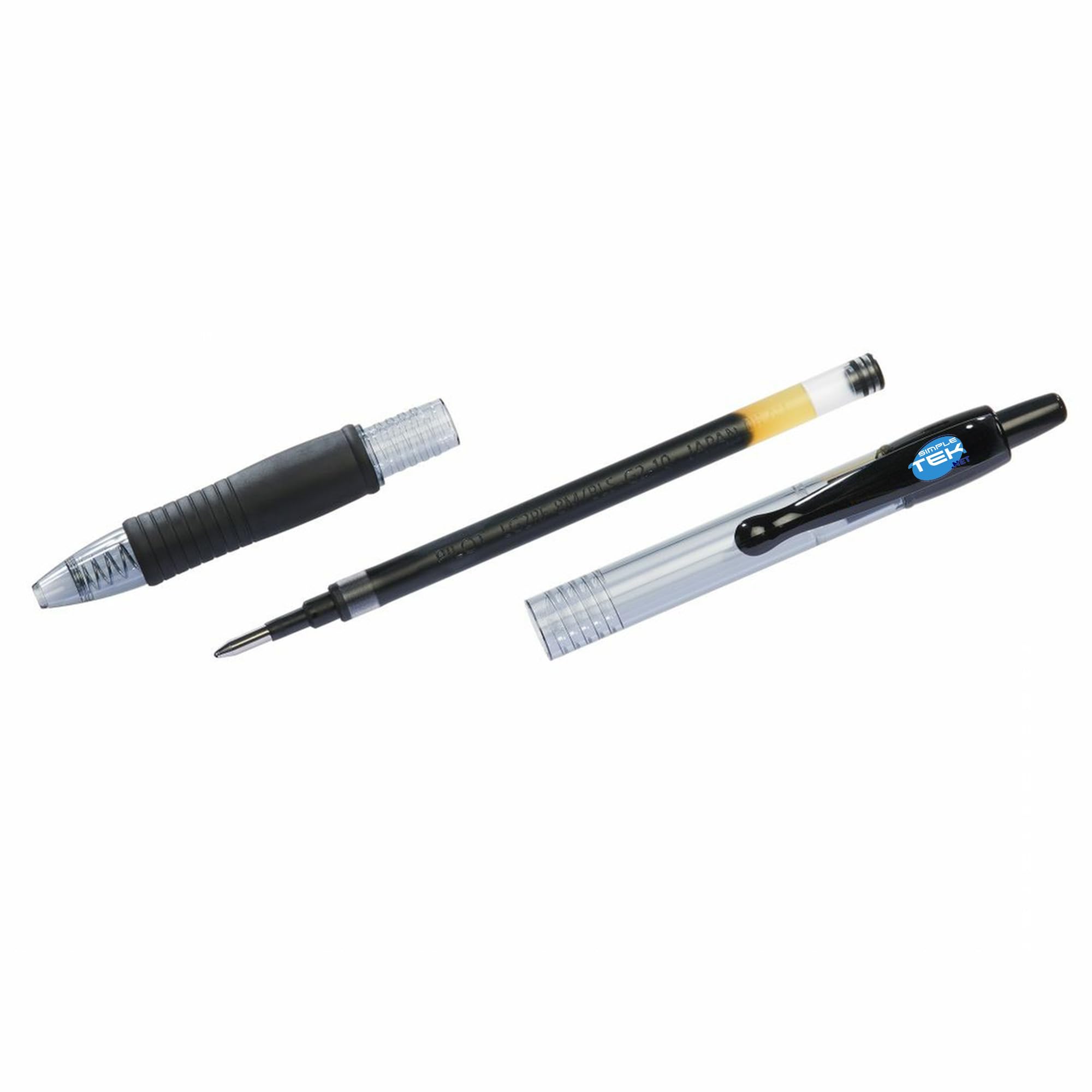 SIMPLETEK - Set 12 X Penne a Gel a Scatto - Tratto 0.7 mm, Inchiostro Nero, Ricaricabili, Asciugatura Rapida e Anti-sbavature