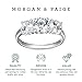 MORGAN & PAIGE .925 Sterling Silver Engagement Rings for Women - Promise Wedding Rings Prong-Set Stackable Three Stone Round Cut Cubic Zirconia, Wedding Bands for Women Size 8