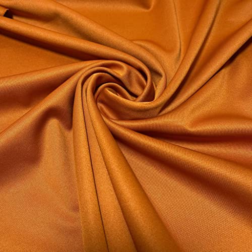 Scuba Crepe Breathable Superior Quality Stretch Wet Suit Dress Fabric 140cm Wide (2 Meter, Rust Orange)