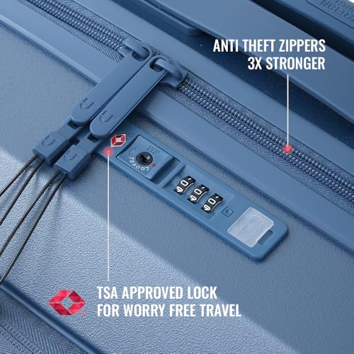 Image of Urban Jungle by Safari, Overnighter Cabin Trolley Bag with Laptop Compartment, Hardside Polycarbonate Small (55 Cm) Suitcase with USB Charging Socket, 8 Silent Wheel Luggage for Both Men&Women (Blue)