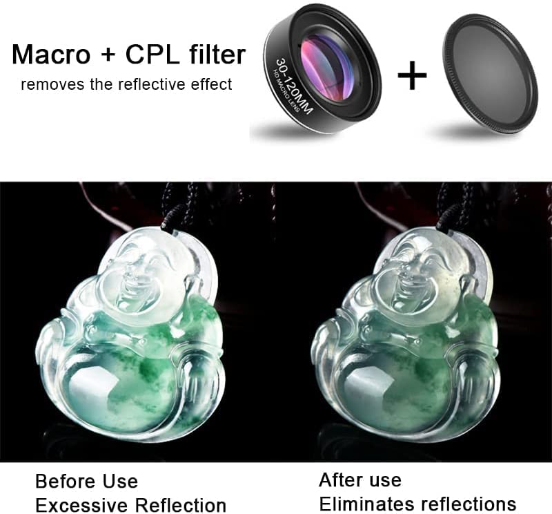 Enzemit Objectif zoom macro 30-120 mm, pour iPhone, Samsung, Android, Pixel, noir, matériaux mixtes, revêtement HD, rapport de zoom 4:1, mise au point automatique/manuelle, compatible avec la plupart