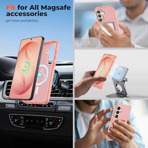 Image of SUPFINE Magnetic for Samsung Galaxy S26 Case with Screen Protector, (Built-in Magnets) (Military Grade Drop Protection) Slim Translucent Shockproof Phone Case,Light Pink