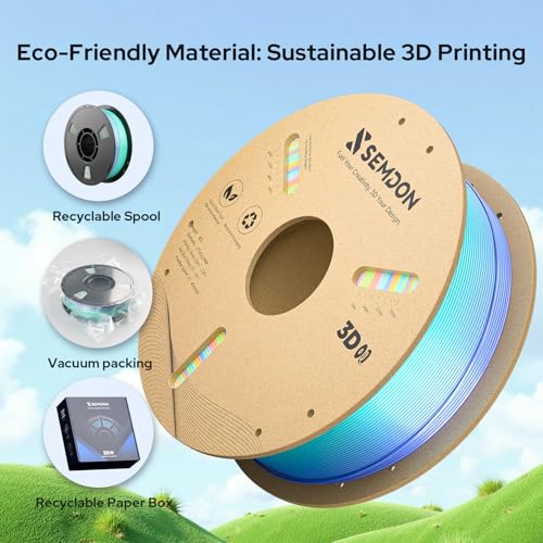 Image of Tri-Colors Silk PLA Filament,3D Rainbow Filament PLA 1.75mm±0.02mm, High Speed Printing Metal 3D Printer Filament for Most FDM,1KG Spool(2.2lbs),Yellow /Blue /Copper