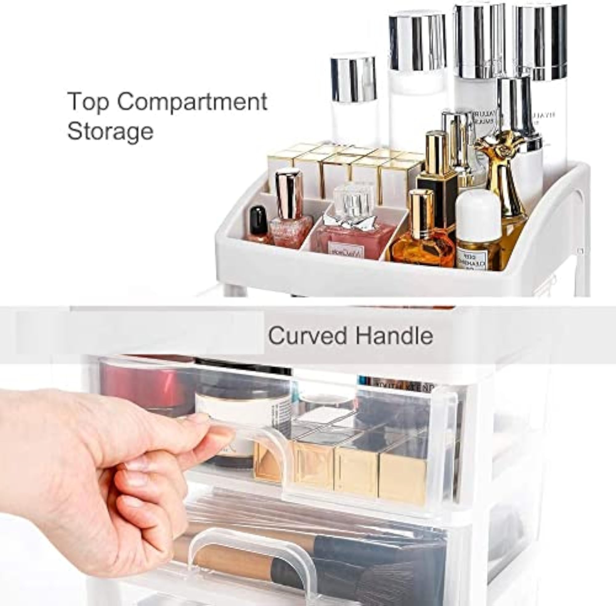 Makeup Organizer with Drawer Storage Unit, Clear Display Case