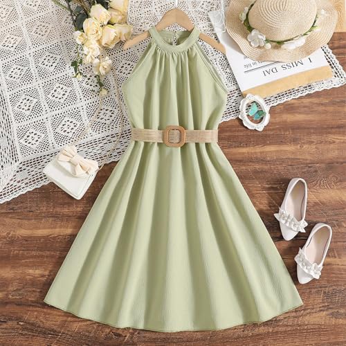 Girls Halter Formal Dress Cute Sleeveless Party A Line Pleated Dresses Slim Casual Summer Vacation Sundress 20252