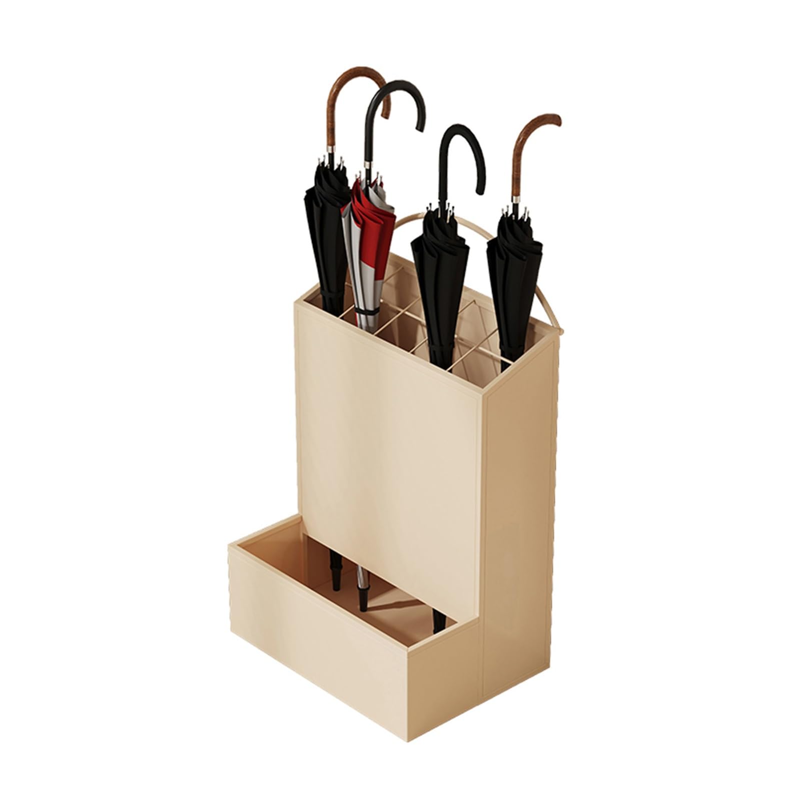 ZFUCMAYL Umbrella Stand Rack,Floor-Standing Canes Holder,Umbrella Storage Organizer with Drain Outlet,Separate Storage Compartments(Color 2,48x27x62cm)