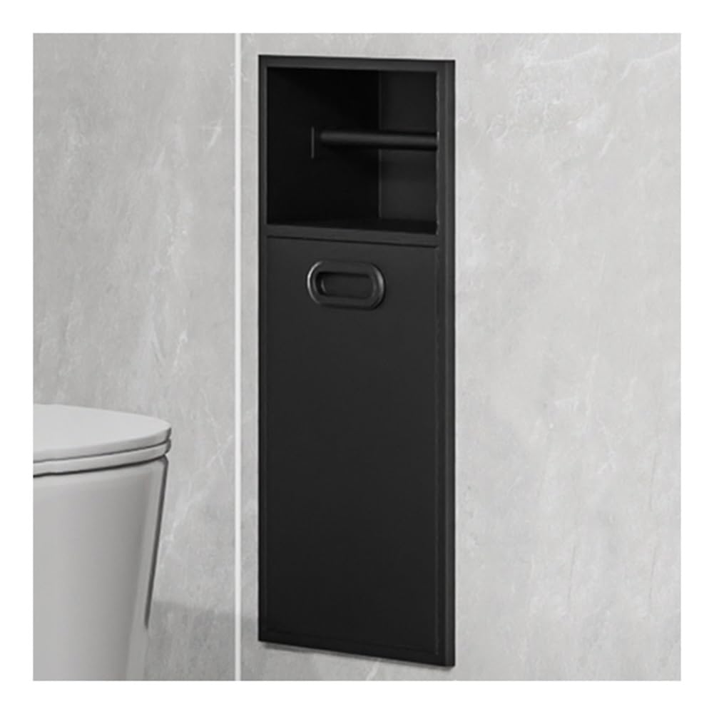 Dntum Brushed Stainless Steel Shower Niche Caddy Recessed Bathroom Shelf Insert with Trash Can Space-Saving Storage Solution Black20X50X14Cm