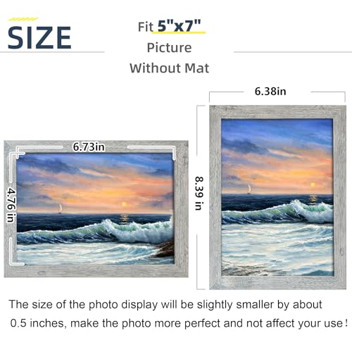 Image of LUCKYLIFE 5x7 Picture Frame Light Gray Woodgrain for Wall Mounting or Tabletop Display, 2 Pack