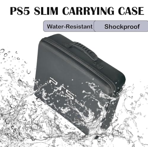Image of New World Storage Bag for PS5 Slim , Carrying Case for PS5 Slim Console, Hard Shell Protective Case Travel Bag for PlayStation 5 Slim Console Disc /Digital Edition - Black