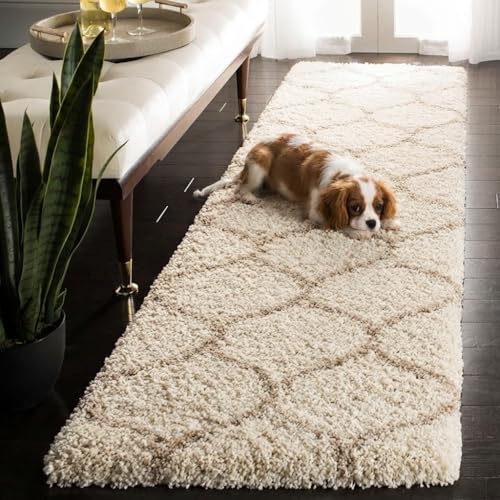 Image of Carpet for Hallway, Kitchen, and Modern Interiors, Cozy Shag Runner for Living Room, Entryway & Office Decor Size 1.5x4 feet Ivory M