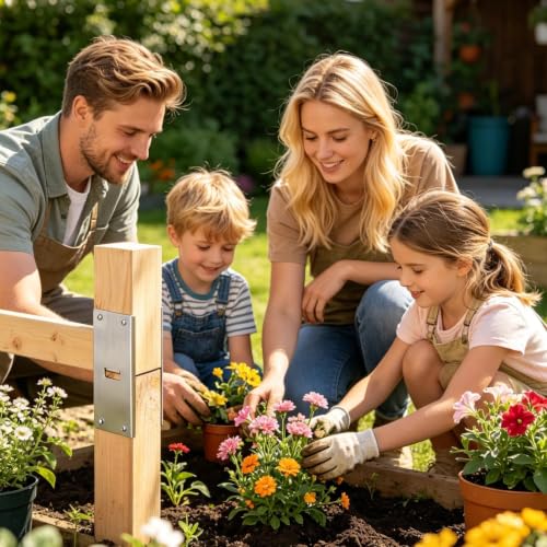 Soporte de refuerzo para poste de madera 4x4 en acero inoxidable kit de 2 piezas para jardin 4