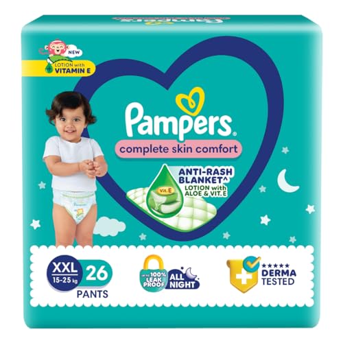 Image of Pampers All round Protection Pants, Double Extra Large size baby diapers (XXL) 28 Count, Lotion with Aloe Vera