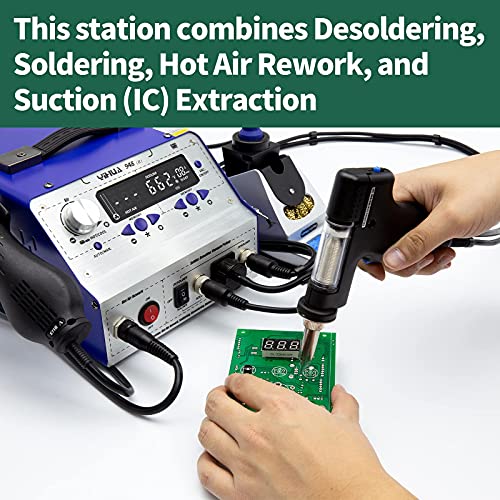 YIHUA 948-II 4 in 1 Hot Air Rework Soldering Iron and Desoldering Suction Tin Gun Station with Suction Pick Up Pen °F /°C