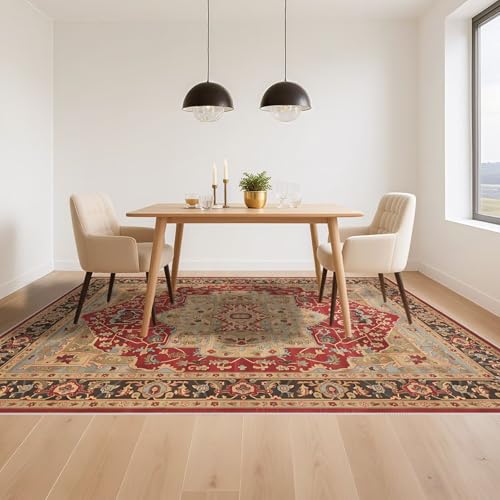 Tapis de sol rouge 200x300cm antidérapant grand format vintage - 6